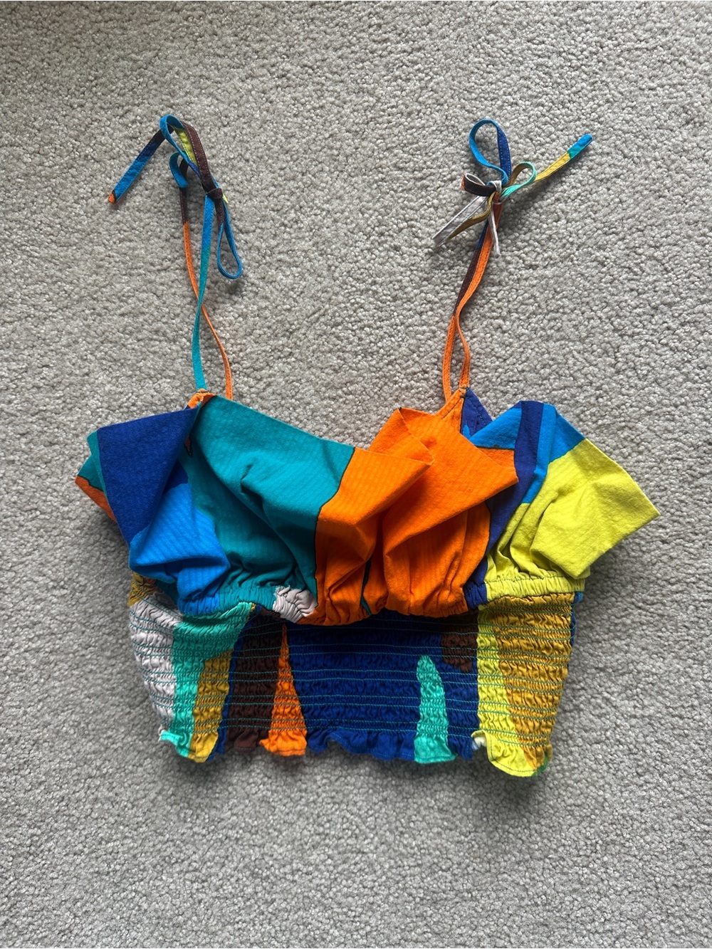 Plenty by Tracy Reese Multicolor Smocked Crop Cami